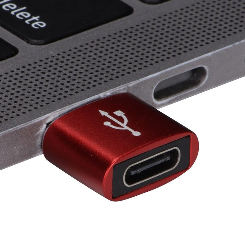3 Pack USB 2.0 Male to USB-C Female Adapter, Aluminum Alloy Type-C Converter for Laptop, Phone, Tablet, Flash Drive(Red) Red