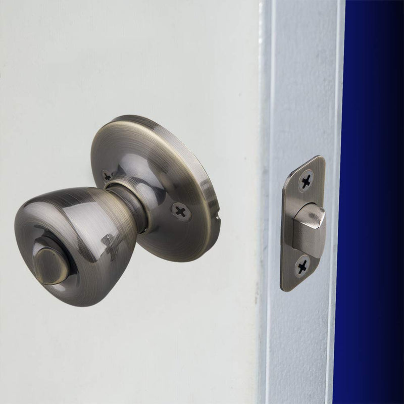 EZ-FLO 57788 Tulip-Style Privacy Door Lockset with Warranty, Antique Brass (Pack of 2) 1 Count (Pack of 2)