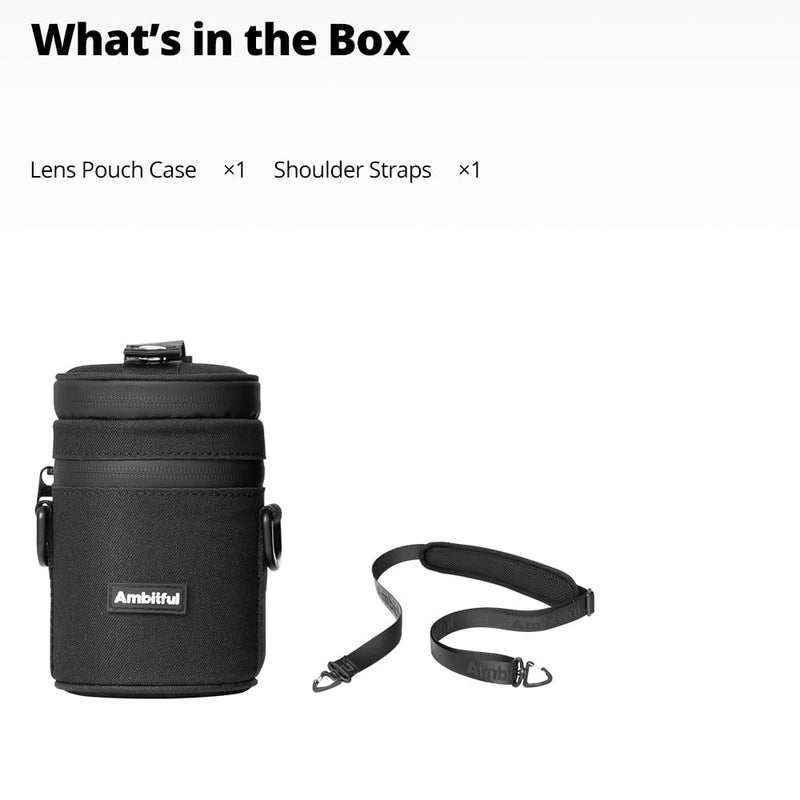 Ambitful 4.92 × 11.42 in Thick Camera Lens Pouch Case, Protection Lens bag | Water/Dust/Shock Lens Pouch for DSLR Camera Lens Compatible Below 4.92 × 11.42 in Sony, Nikon,Canon,Fujifilm,Tamron Lenses 125 × 290 mm (4.92 × 11.42 in)
