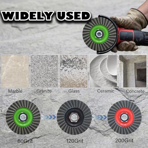 4.5 Inch Hybrid Diamond Flap Disc 120 Grit, 5/8"-11 Threaded Abrasive Wheel for Granite Marble Stone Concrete Glass, for Edge Smoothing, Blending and Surface Refinement
