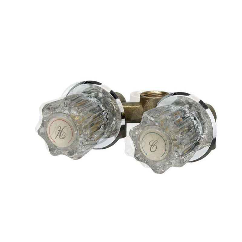 Mueller Shower Faucet, Brass, Cartridge Valve, 2-Handle, 3-3/8" Center Distance, Meets A112.18.1M