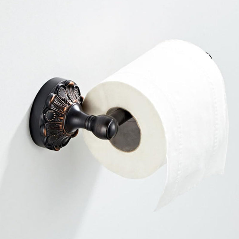 Antique Toilet Roll Holder Brass Material Toilet Paper Holder for Loo Roll Bathroom Paper Tissue Bar 20cm for Bathroom Toilet Paper Storage Brush Bronze … (Black)