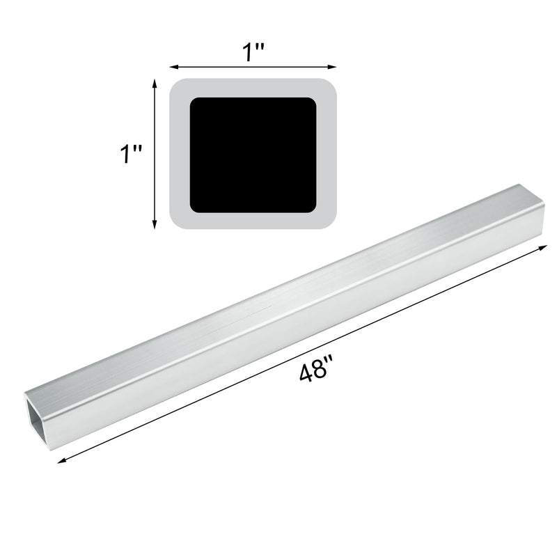 1" x 1"x 48" Long Structural Square Aluminum Tube, 1/8" Wall Thickness, Seamless Square Tubing DIY Metal Profile for Industrial or Home Improvement Projects, 1Pack 1" x 1"x 48"