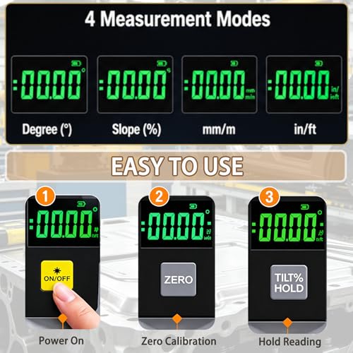 Digital Angle Finder Inclinometer, 4×90° High Accuracy