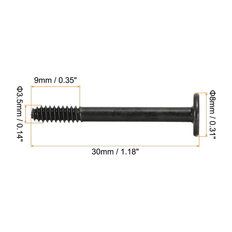 MECCANIXITY 30PCS Computer Case Fan Screws 1.18"L PC Reducing Vibration Screws Housing Radiator Screws for Fans Cooling Components, Flat Nail Head, Black 30