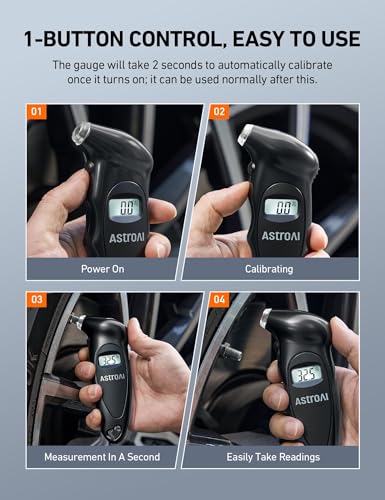 AstroAI Digital Tire Pressure Gauge 200PSI for Car, Truck, SUV, Motorcycle Black 1Pack