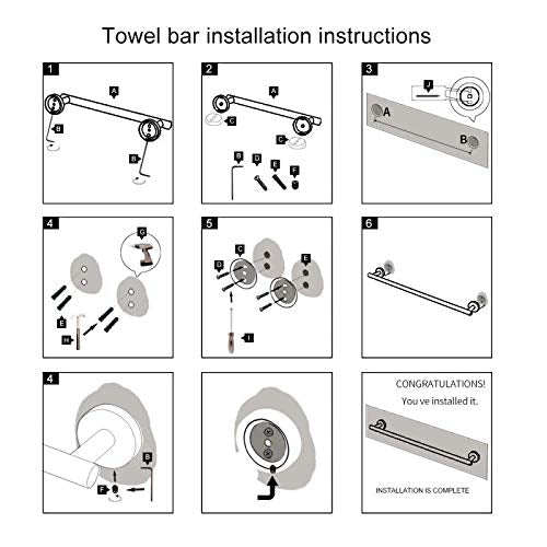GERZWY Bathroom Towel Bar 33" Stainless Steel Towel Bar Matte Black Contemporary Style Wall Mount for Bath Kitchen AG1101C85-BK 33 Inch (Pack of 1)