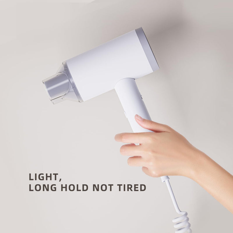 Powerful 1875W Wall-Mounted Hairdryer with Safety Switch,Elegant Hair Dryer with Stand for Bathroom,Hotel and Home (White) White