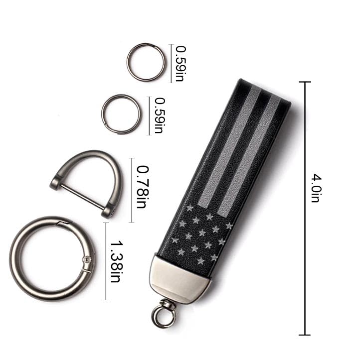 Car Key Chain (2 Sets) Premium American Flag Car Keychain with Zinc Alloy Ring – USA Flag Durable Key Holder Suitable for All Kinds of Automobiles - Unisex Accessories
