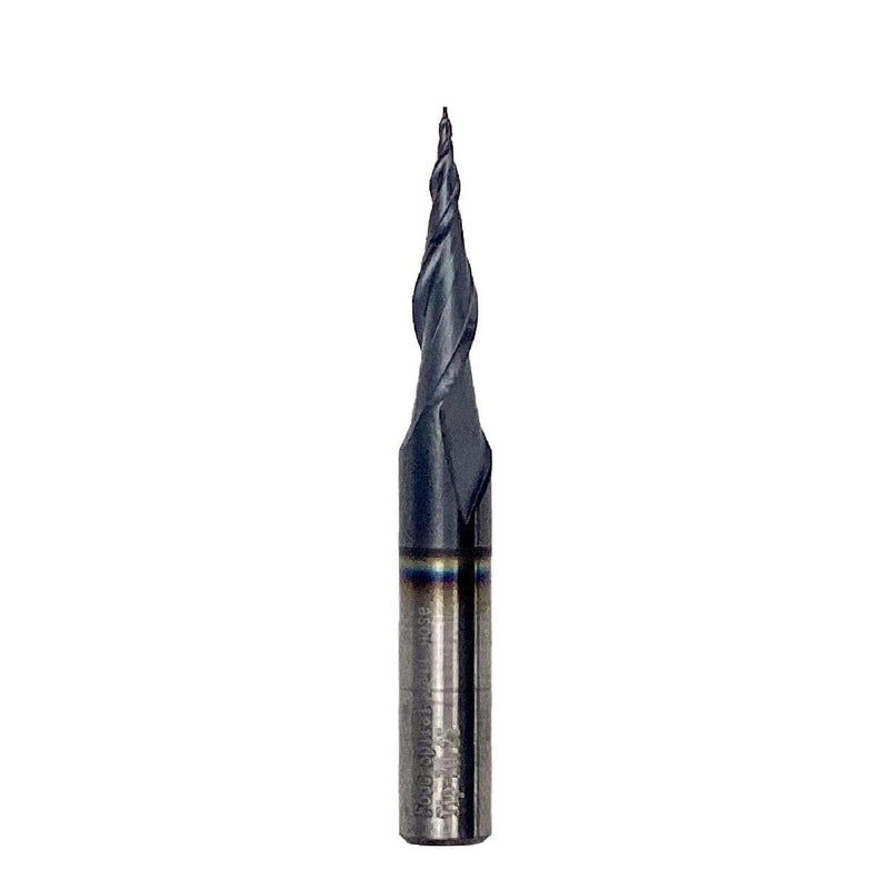 Foos - Tapered Angle Ball Tip Set - 1/4 Shank -Solid Carbide - TiAIN Coated Router Bits (6 Piece Set 2.0mm - .25mm) 6 Piece Set 2.0mm - .25mm