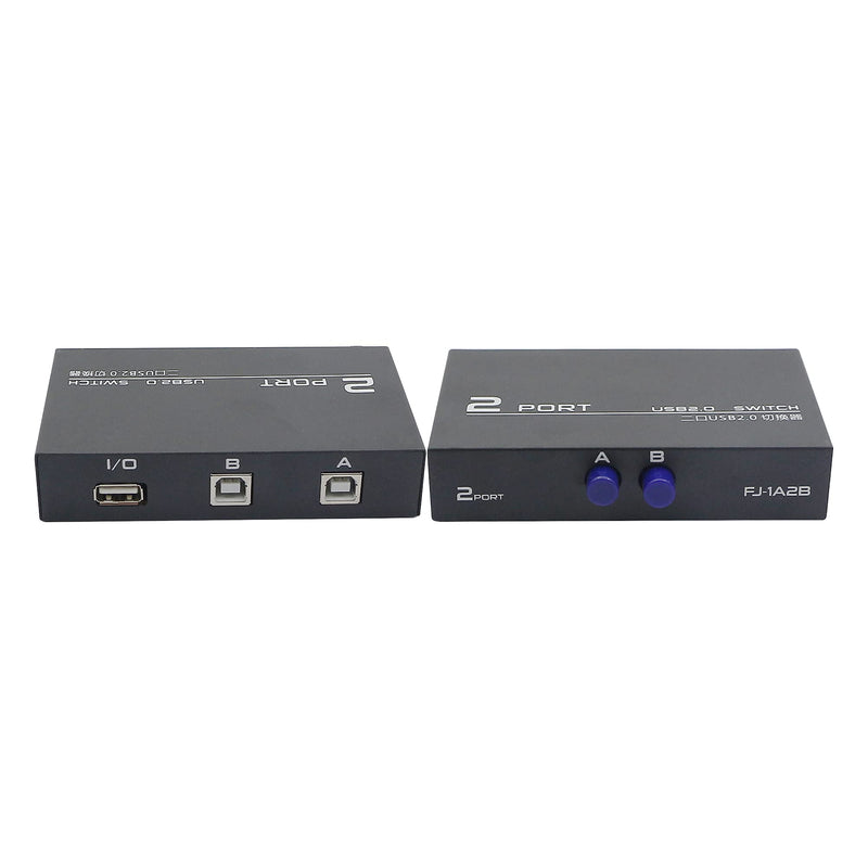 QIANRENON Printer Sharing Adapter, 2-Port USB 2.0 Switch for Sharing USB Devices Between 2 Computers, Includes 2 Pack USB 2.0 Male Cable