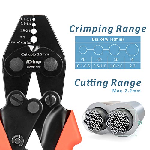 iCrimp Wire Rope Crimper Cutter Set for 0.1–2.2mm with 150pcs Ferrules 2.2mm Wire Rope Crimper Set
