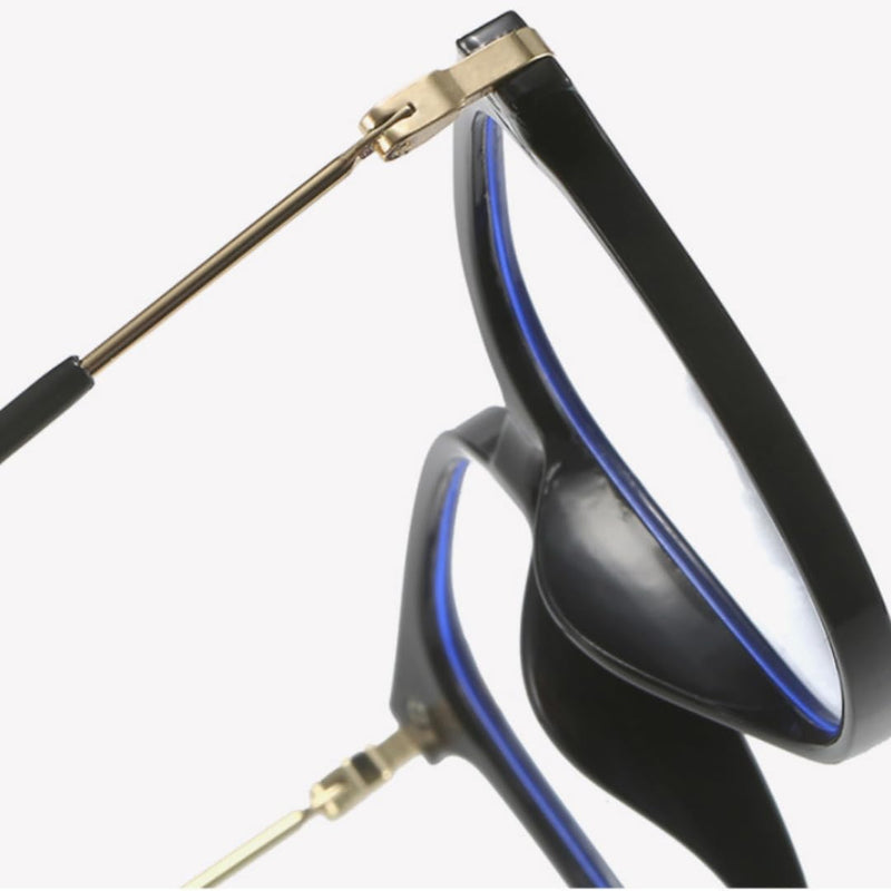 Shiratori Square Blue Light Blocking Glasses for Women Men, Lightweight Frame Anti Eyestrain Computer Glasses Gold Clear