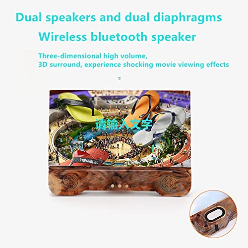 14 Inch Phone Screen Amplifier with Bluetooth Speaker Foldable Phone Holder Suit for All Smartphones (Wood Grain) Wood Grain