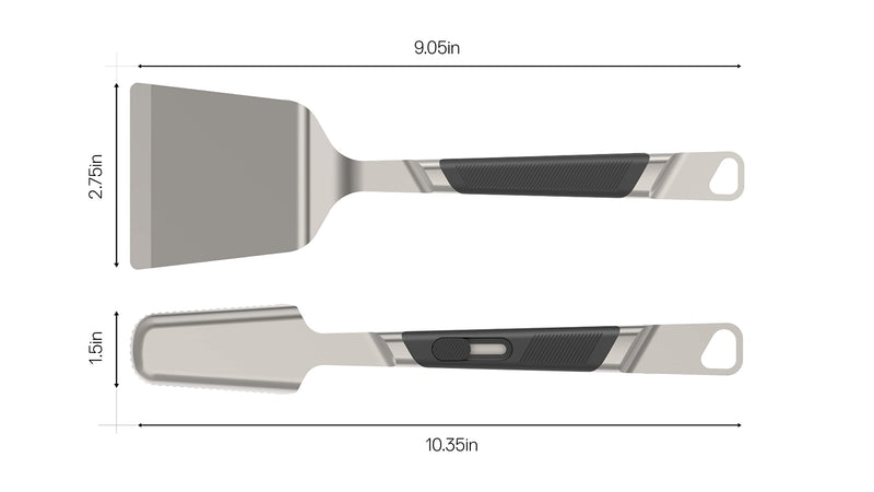 Everdure Premium Pack of 2 BBQ Tool Kit: Brushed Stainless Steel Tongs and Spatula with Soft Grip Handles, Durable Heavy-Duty Grilling Tools and Cooking Utensils Set Medium Tool Kit