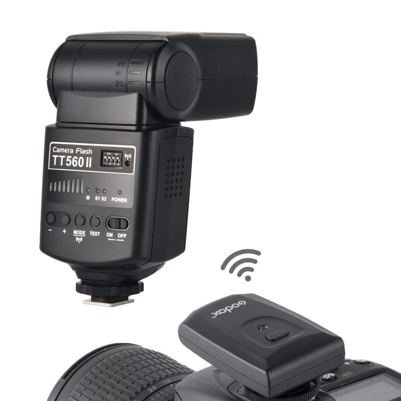 Godox Wireless 433MHz GN38 Camera Flash Speedlite with Built-in Receiver with RT Transmitter Compatible for Canon Nikon Sony Olympus Pentax Fuji DSLR Cameras with Diffuser + Filters