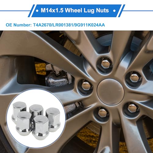 5 Pcs M14x1.5 Lug Nuts for Land Rover Discovery Sport 2015-2021 Alloy Steel Wheel Lug Nuts No.T4A2670/LR001381/9G911K024AA Silver Tone