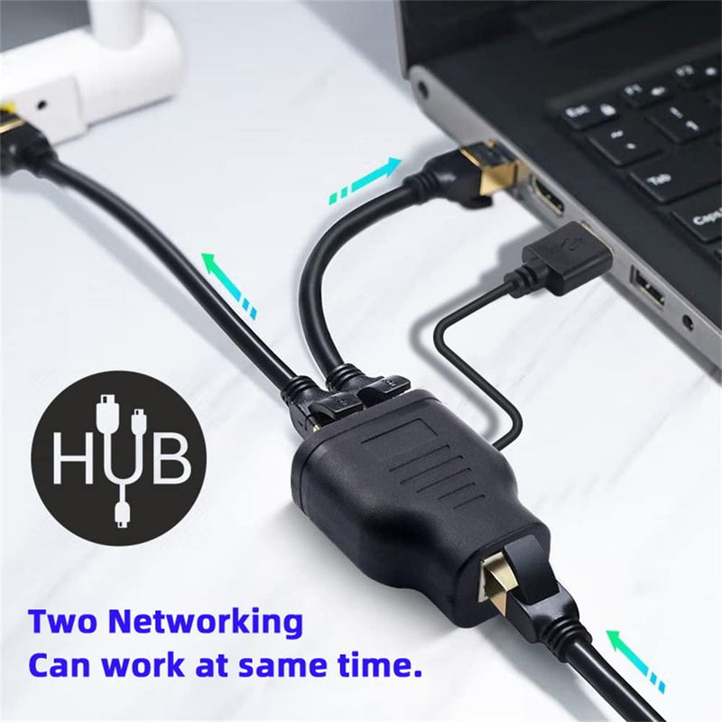 NFHK 100Mbps STP UTP RJ45 8P8C Plug to Dual RJ45 HUB Splitter Network Ethernet Switcher Adapter Single Male to Dual Female
