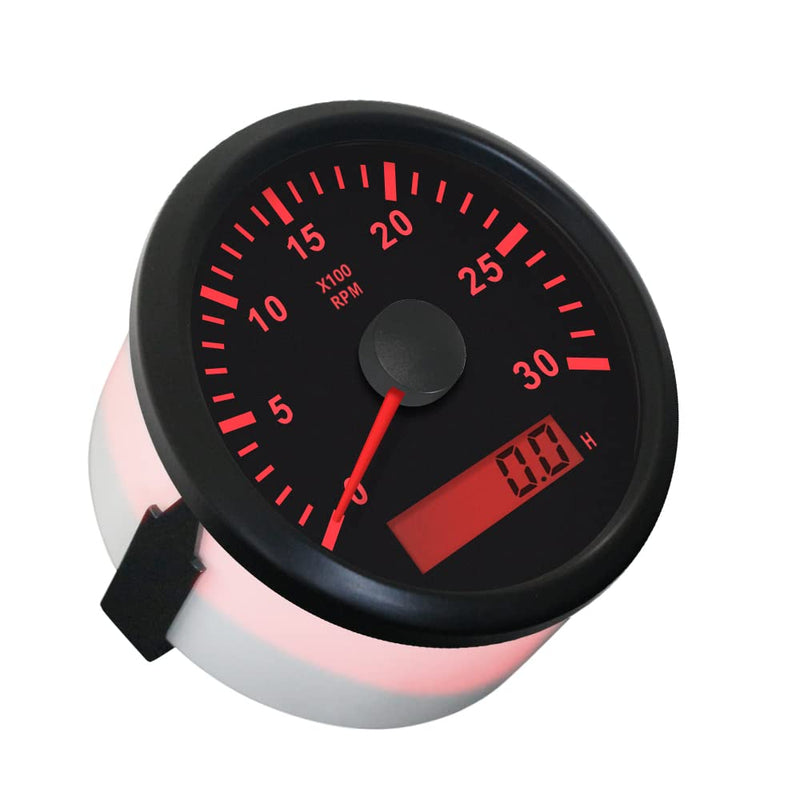 ELING Engine Tachometer Gauge 3000 RPM for Diesel with Red Backlight 85mm 12V 24V