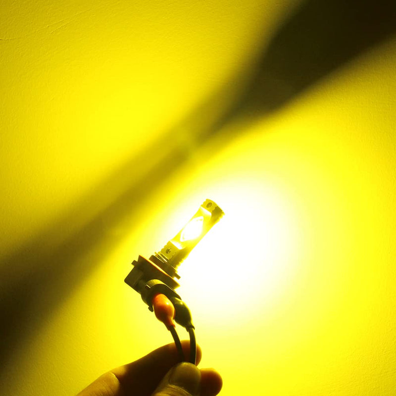 Alla Lighting 3800lm H8 H11 LED Bulbs H16, 3000k Gold Yellow Fog Lights High Illumination ETI 56-SMD Xtreme Super Bright Lamp Replacement