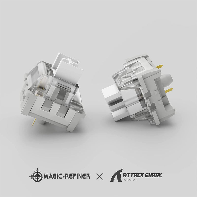 MAGIC-REFINER x Creamy White Switches for Mechanical Keyboard DIY, 42gf Linear Keyswitch 3 Pins, Pre Lubed with POM Stem Compatible for MX Mechanical Keyboard Switch Set (100PCS) 100PCS+No Switch Tester Creamy White/Linear