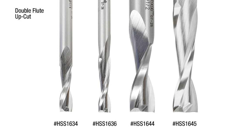 Amana Tool HSS1646 Double Flute Spiral Router Bits Metal Aluminum Cutting 3/4 Dia x 1-1/4 x 1/2 Inch Shank Up-Cut Router Bit High Speed Steel