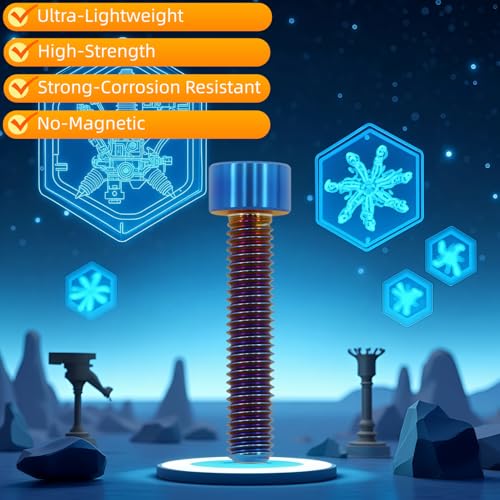 M8x30mm Titanium Hex Socket Bolts, Burnt Blue, 6PC M8X30