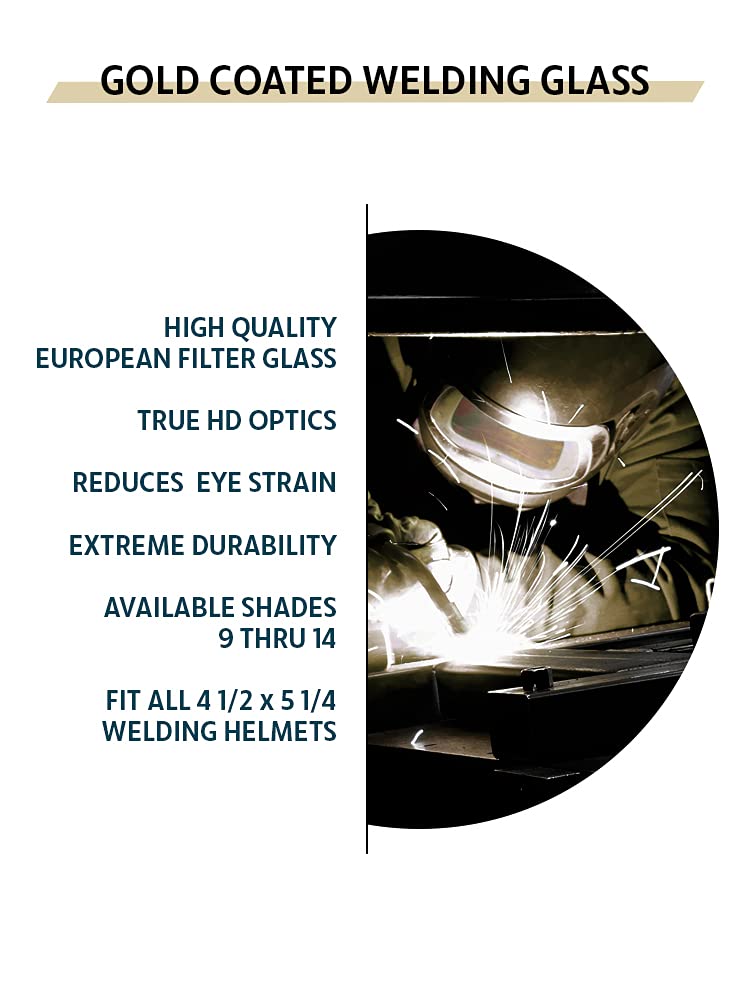 Large Welding Lens 4.5" x 5.25" Gold Coated (Shade 11)