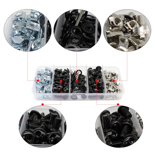 200Pcs 2020 Aluminum Extrusion M5 T Slot Nuts and Bolts Screws 20 Series Extruded Hardware Drop in T Nut Slide Nut M5x8 10mm for 20/20 80 20 2040 T V Slot Black Aluminum Profile Accessories 20 Series Type C