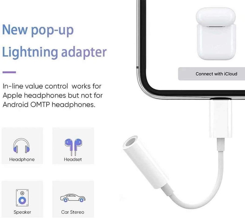 [Apple MFi Certified] iPhone 3.5mm Headphone Jack Adapter,2Pack for Apple Lightning to 3.5mm Earphones Jack Adapter Cord Dongle Aux Cable Converter Accessories Compatible with iPhone14 13 12 11/Xs/XR 2pack-L