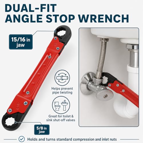 Plumbing Tools, Angle Stop Removal Tool with compression sleeve puller tool 1/2, Quick Repair Plumbing Wrench Kit for Installing/Removing Compression Rings, Nuts and Angle Stops