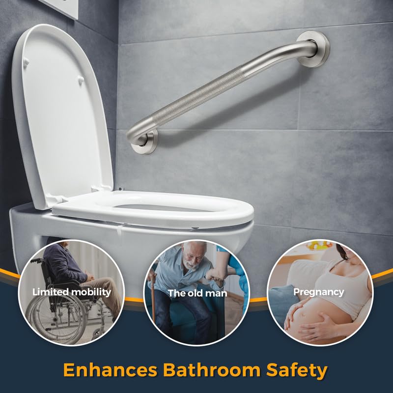 Grab Bars for Shower, 2 Pack 16-Inch Anti Slip Shower Handles for Elderly, Safety Shower Grab Bar, Stainless Steel Handicap Grab Bars for Bathroom,Toilet (Brushed Nickel, 1" Diameter) Brushed Nickel 16 Inch