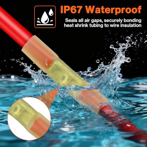 Preciva Wire Crimping Tool for Heat Shrink Connectors Kit, with 200PCS 22-10 AWG Heat Shrink Connectors,Ratcheting Crimper for Electrical, Automotive, Marine & Wiring Repairs 200PCS Heat Shrink Butt Connectors with Crimper