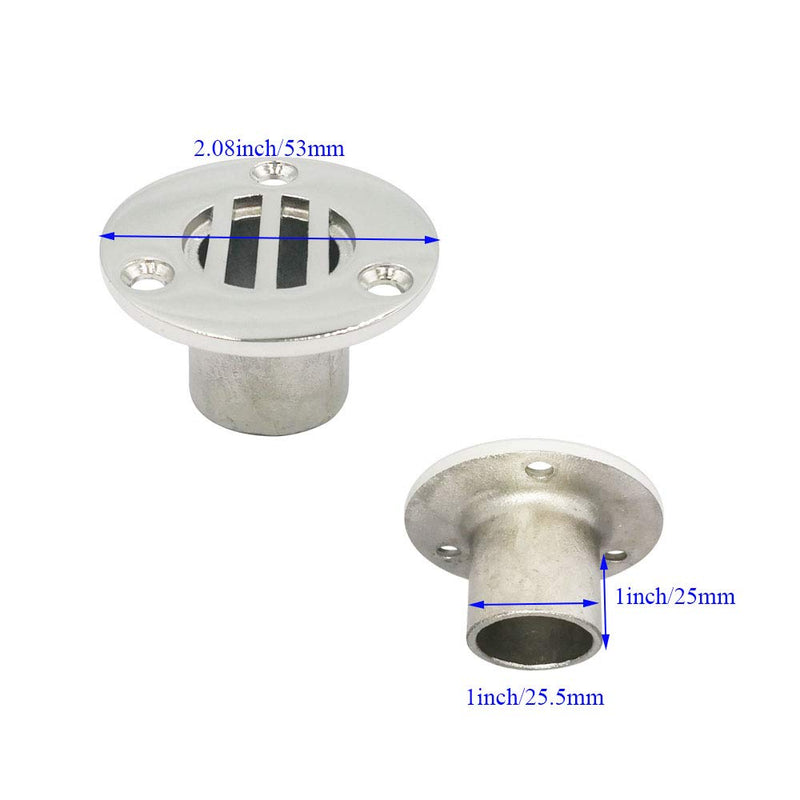 1" Marine Grade 316 Stainless Steel Boat Floor Deck Drain for Boat Yacht Deck Drain Hardware Replacement