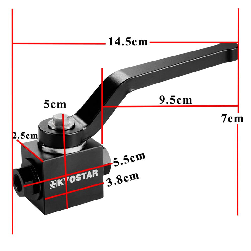 KYOSTAR 1/8" NPT Shut Off Valve, Aluminium Brake Line Lock Shut Off Valve Billet, Black