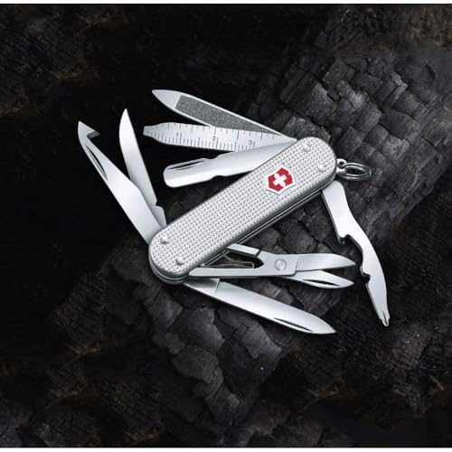 Victorinox Mini Champ Alox Swiss Army Knife,15 Functions, Silver | Orange Peeler | Cuticle Pusher | swiss army knife | small swiss army knife | medium pocket knife for men | everyday carry