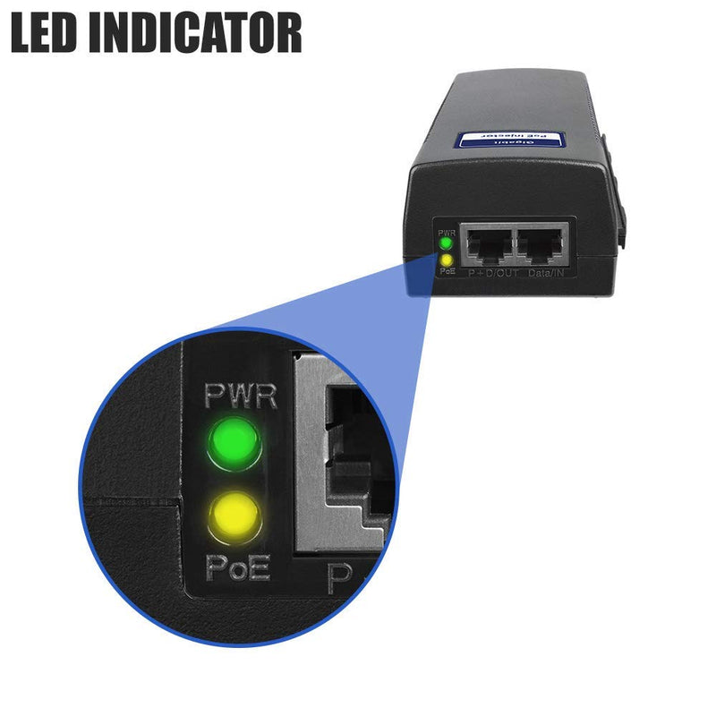 BV-Tech Gigabit Power Over Ethernet PoE+ Injector | 30W | Plug & Play | up to 325 Feet 30W PoE+ Injector