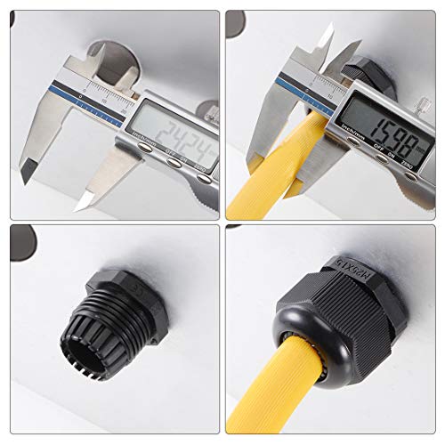 uxcell M25x1.5 Cable Gland 12mm-15mm Wire Hole Waterproof Nylon Joint Adjustable Locknut with Washer Black 10pcs (Pack of 2) M25 (Pack of 2)