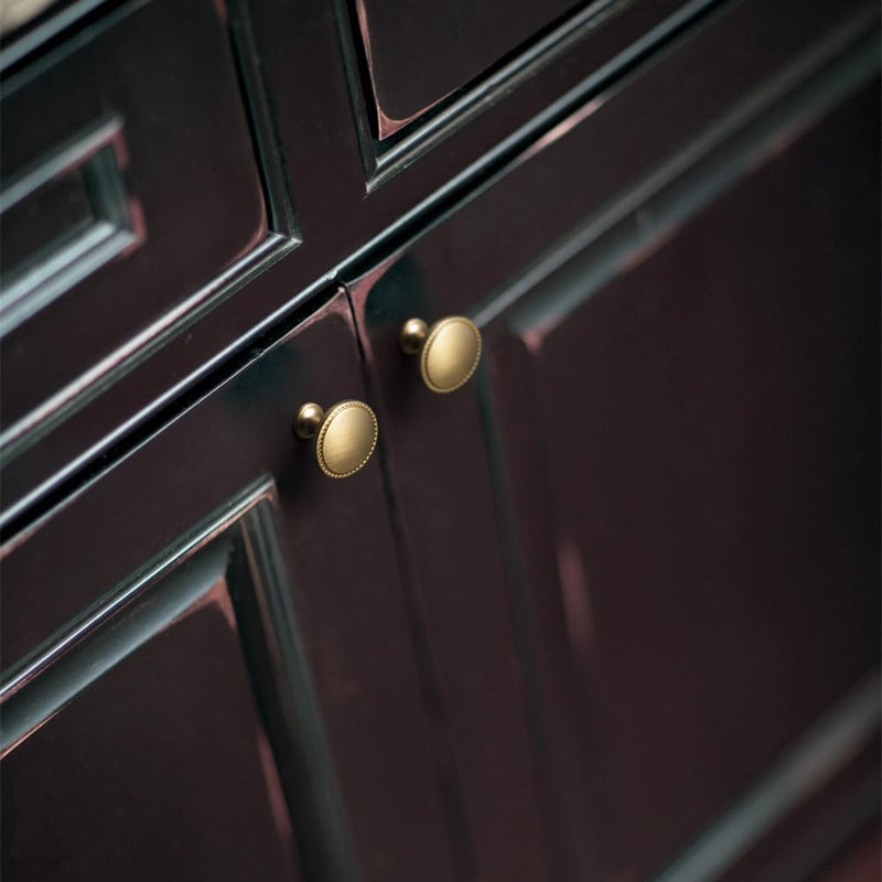 Goo-Ki 6 Pack Champagne Bronze Cabinet Knobs – Modern Round Drawer Pulls with Decorative Beaded Edge, Classic Luxurious Furniture Handle for Kitchen & Home