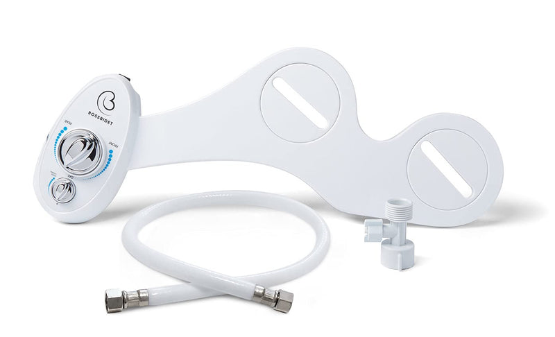 Luxury White Blue - Bidet Attachment for Toilet Seat - Dual Nozzles, Self-Cleaning, Non-Electric Water Sprayer, Save Money On Toilet Paper and Reduce Waste