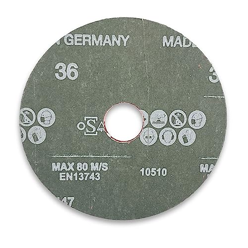 VSM 25-Pack - 4-1/2 inch 60 Grit (Medium) - Ceramic Plus Resin Fiber Disc with Top-Size, Tear-Resistant Fiber Backing, Durable, Hand-Held Machine Compatible Sanding Discs 4-1/2"