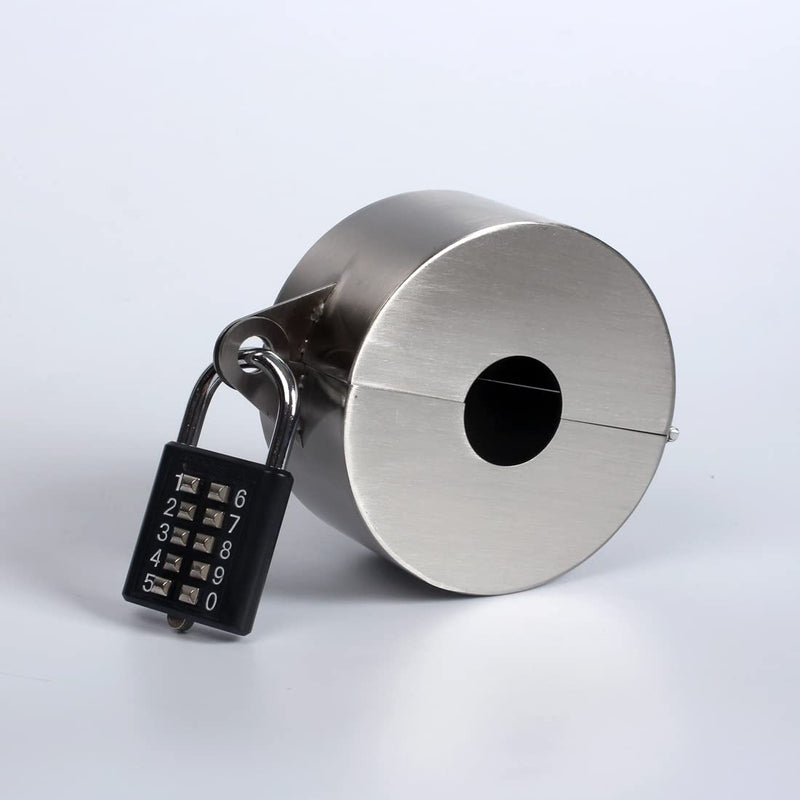 Door Handle Lock, Door Knob Lock Out Device,Cover to Disable The Doorknob/Faucet/Valve, Prevents Turning of Door Knob and Access to Keyhole, Prevents Operating The Knob (Password Hanging Lock) Stainless Steel