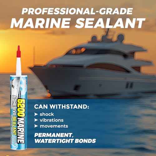 5200 Marine Sealant for Boats & RVs-Fast-Cure (30 Mins), Waterproof, UV-Resistant, High-Bond Adhesive Sealant for Hulls, Decks, Fiberglass, Wood & Metal-Eco-Friendly, Low Odor, with Gloves&Nozzle (1) WHITE 1A