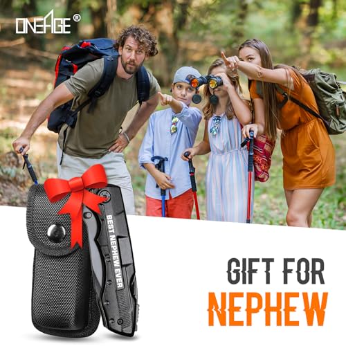 Nephew Gifts from Auntie, Multitool Knife, Gifts for Nephew, Nephew’s Christmas Practical Gift, Nephews Birthday Present, Gift for Camping, Hiking, Fishing, 20 in 1 Multitool Black MULTITOOL SET (Engraved BEST NEPHEW+9-in-1 Screwdriver)