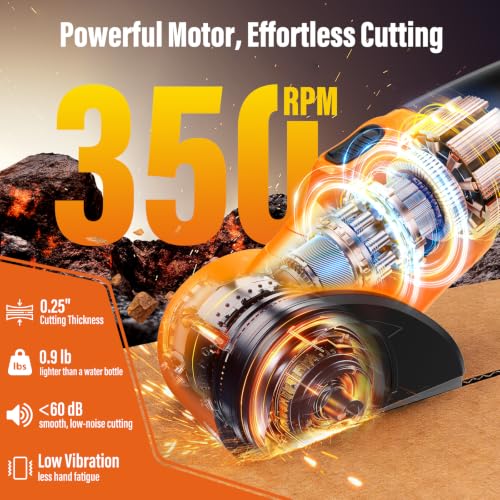 Cordless Electric Scissors with 3 Tungsten Steel Blades, 2500mAh Battery, LED Light, High-Torque Motor, Cardboard Cutter for Fabric, Cardboard, Leather, Carpet, Wire Rope Cutters Gold Orange