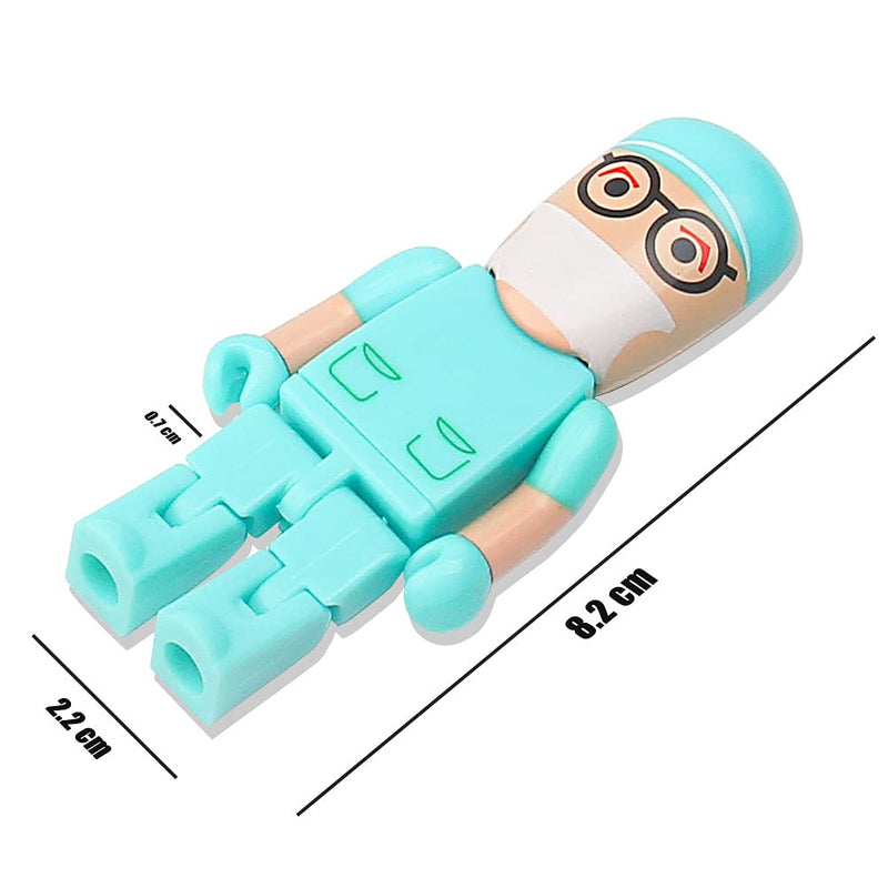 LEIZHAN Cute USB Flash Drive Character Thumb Drive for Kids Students Gift Pendrive (32GB, Doctor in Green) 32GB Doctor (Green)