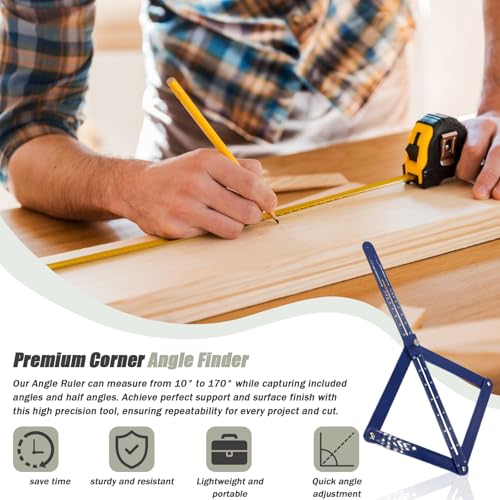 Corner Angle Finder Tool, Miter Saw Protractor with Scale, Miter Angle Finder, Digital Angle Scale (Blue) Blue