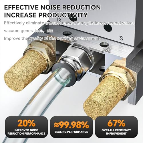 Air Pneumatic Mufflers, 1/8" Male Thread Sintered Bronze Exhaust Muffler Silencer (Pack of 10) 1/8" Male(10Pcs)
