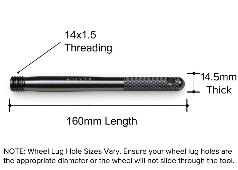Black Wheel Hanger Alignment Pin Guide Tool - Metric 14x1.5 Threads - Wheel Lug Bolt Automotive Mechanic Tool Compatible with Audi Volkswagen Mercedes Benz Porsche, M14x1.5 1pc Black