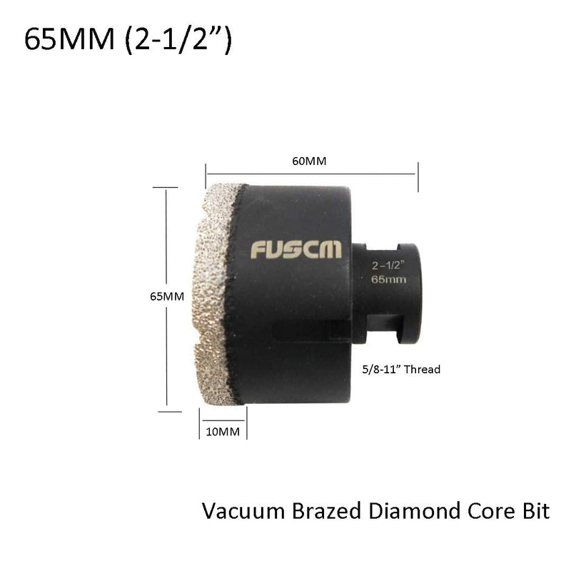 Diamond Core Drill Bits 2-1/2 Inch for Porcelain Ceramic Tile Marble Brick Vacuum Brazed Hole saw 65mm 65MM(2-1/2")